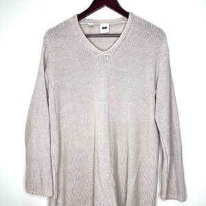 DKNY Tan V-Neck Sweater Soft Knit Classic